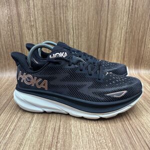 Hoka One One Clifton 9 Womens 9 B US 1127896BRGL Running Shoes Black Rose Gold